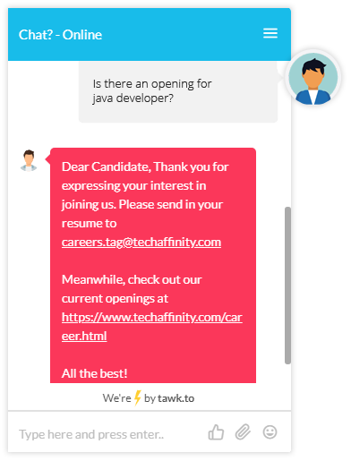 Chat bot sample TechAffinity