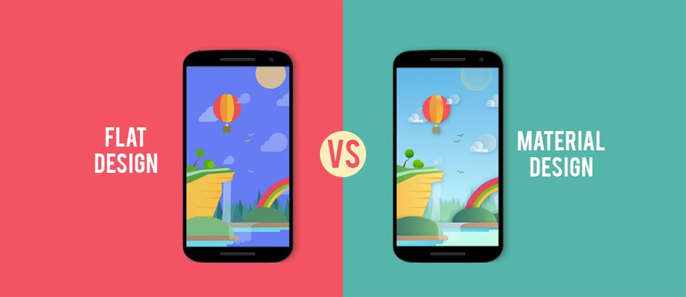 Flat design vs Material Design